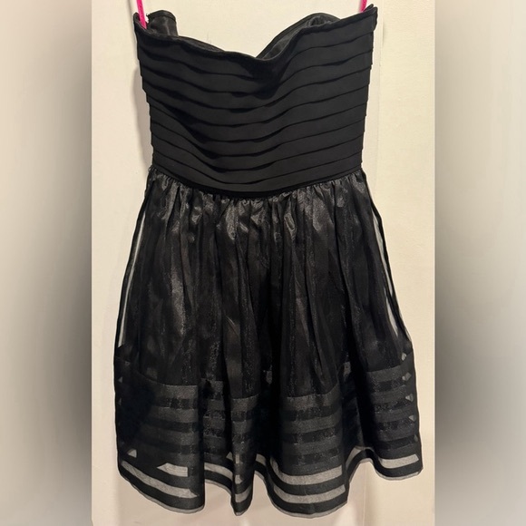 Betsey Johnson Vintage Party CocktailDress Mini Bustier Black tulle striped US8 - Picture 3 of 6